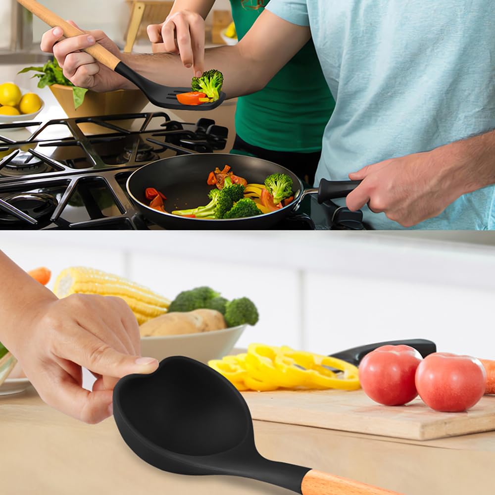 15-Piece Silicone Kitchen Utensils Set with Holder