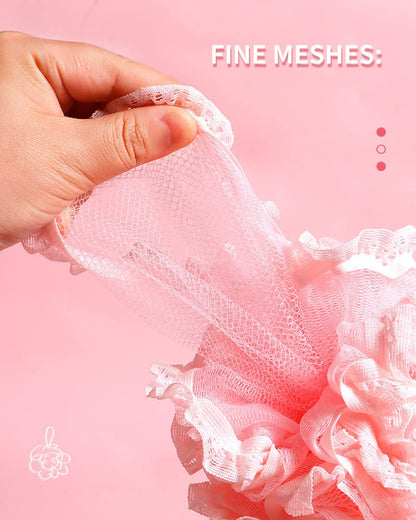 Carrie Joe Bath Loofah Sponge Soft Mesh Shower Puffs for Body Wash Bath Sponge Body Scrub for Women & Men Body Exfoliator-Bathing Accessories
