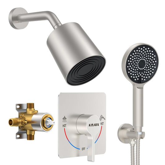 KOJOX 5-Inch Rain Shower System with Handheld Shower