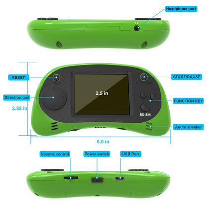 E-MODS GAMING Kids Handheld Games 16 Bit Retro Video Games Console with 220 HD Electronic Games - 2.5'' LCD Portable Travel Games Entertainment Gifts for Boys Girls Ages 4-12 (Lime Green)