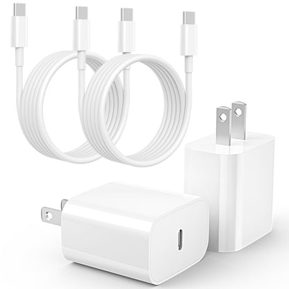 Ximytec 20W USB C Fast Charger [MFi Certified] Compatible with iPhone 15/15 Plus/ 15 Pro/ 15 Pro Max/iPad Pro/Samsung, 2Pack PD Type C Charger Blocks with 6FT USB C to C Cable