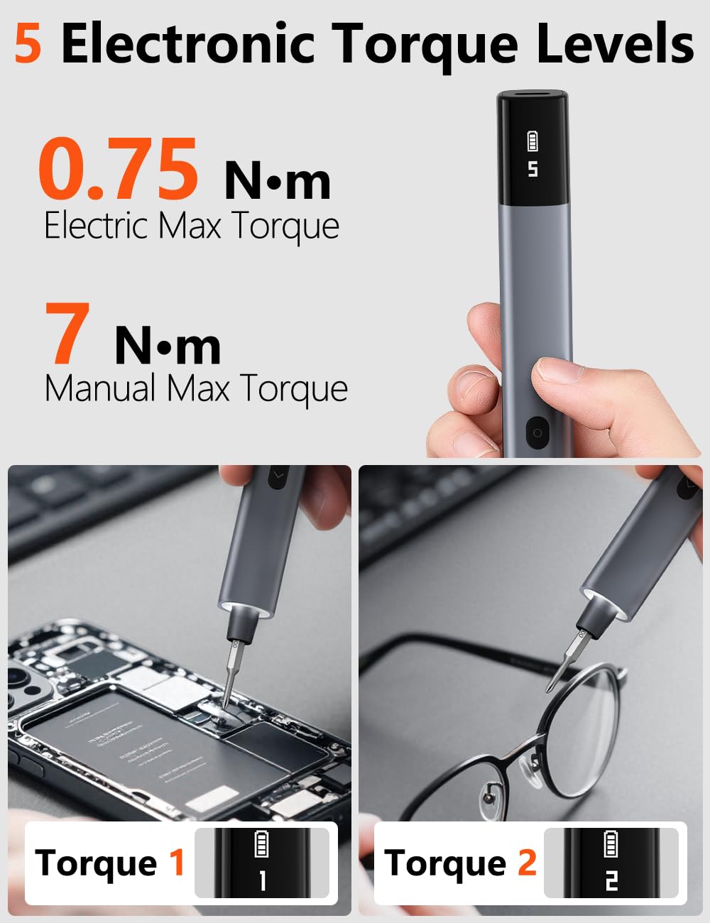 Mini Electric Screwdriver Set with Torque Levels
