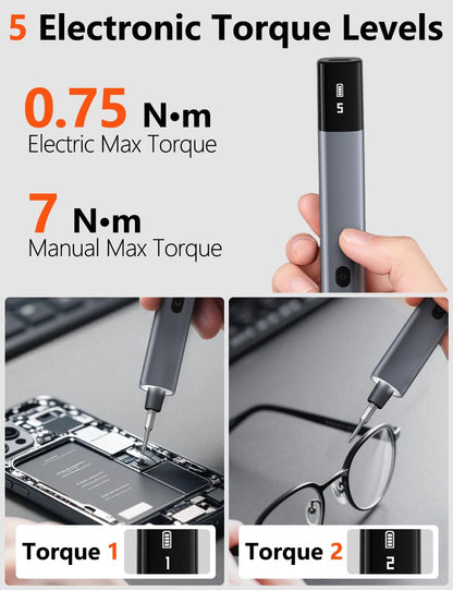 Mini Electric Screwdriver Set with Torque Levels