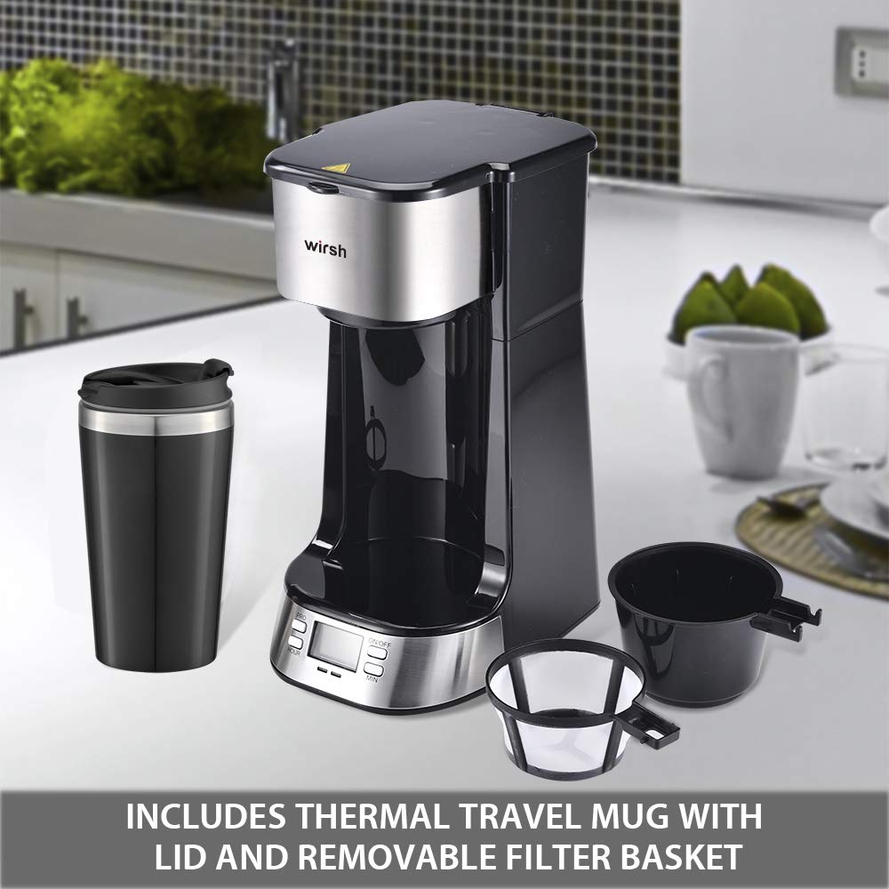 wirsh Single Serve Coffee Maker with Timer