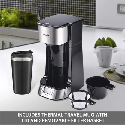 Single Serve Coffee Maker with Timer & Mug