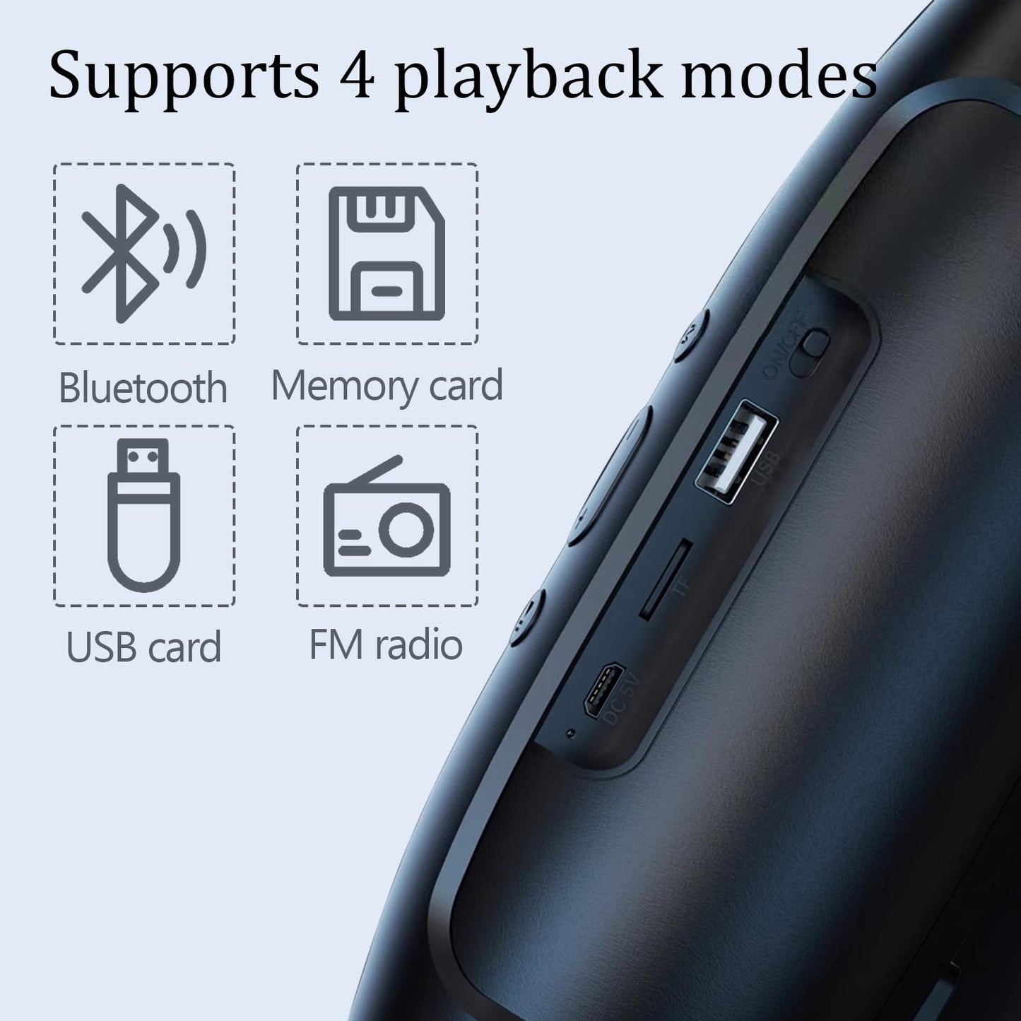 Wireless Speakers,Wireless Portable Speaker, Stereo Subwoofer Rod Built-in Mic, FM/TF Card/U Disk, Connect Mobile Phone/Computer/TV, True Wireless Stereo Speaker for Indoor&Outdoor A5212(Black)