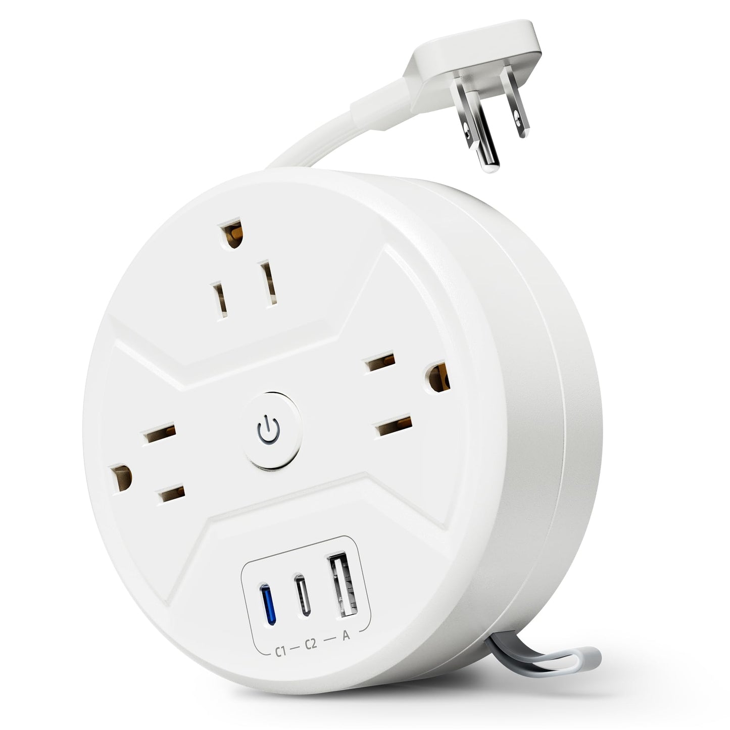 35W Travel Power Strip with Retractable Cord