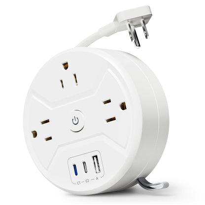 35W Travel Power Strip with Retractable Cord