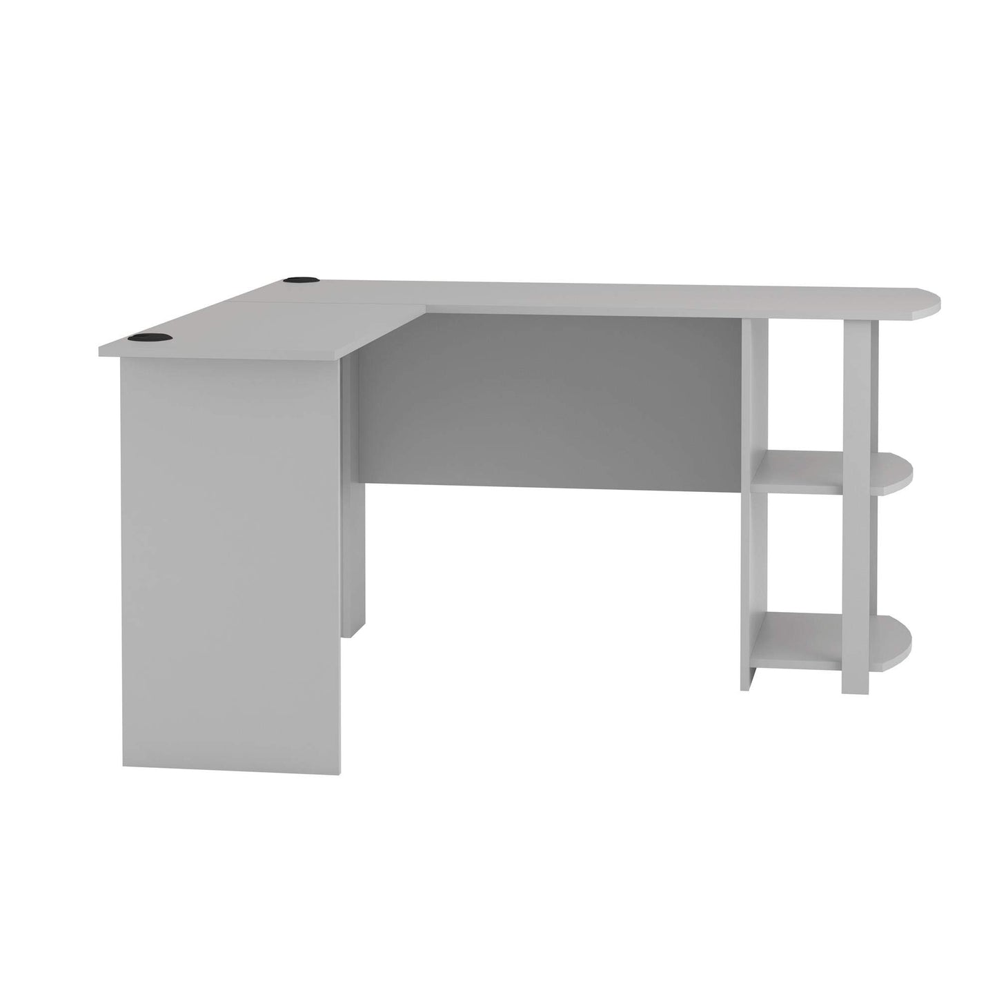 Ameriwood Home Dakota L-Shaped Desk with Bookshelves, Dove Gray