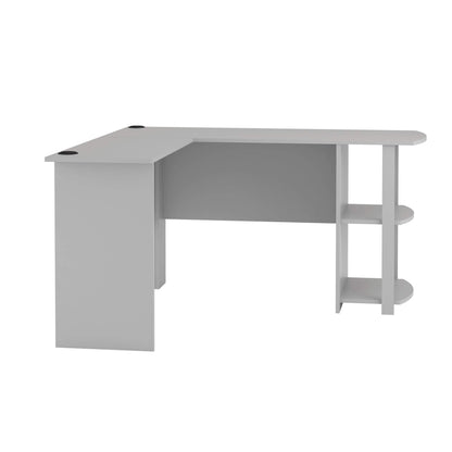 Ameriwood Home Dakota L-Shaped Desk with Bookshelves, Dove Gray