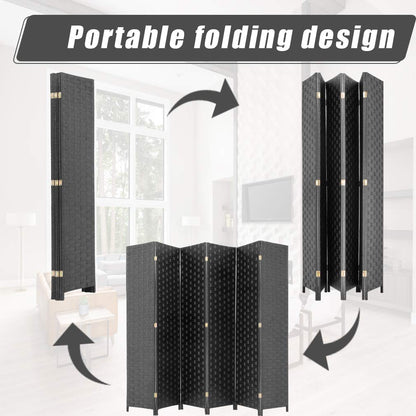 FDW 6 Panel Folding Wood Room Divider Screen