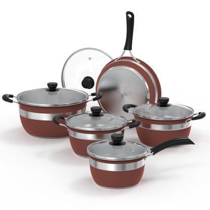 Stainless Steel 10-Piece Cookware Set with Lids