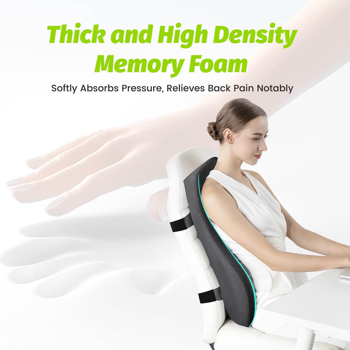 Long Back Support for Office Chair Fully Support Entire Back for Comfort,Back Pain Relief and Posture Improved- Memory Foam Back Pillow Lumbar Support Pillow for Office Chair,Gaming Chair,Recliner