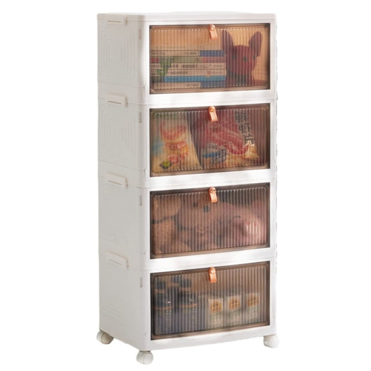 23Qt Plastic Storage Bins Organizer 4 Tier, Stackable Bins for Storage, Storage Boxes with Lids, Storage Containers Organizer for Bedroom Living Room Kitchen Study Office, Durable Folding Storage Boxe