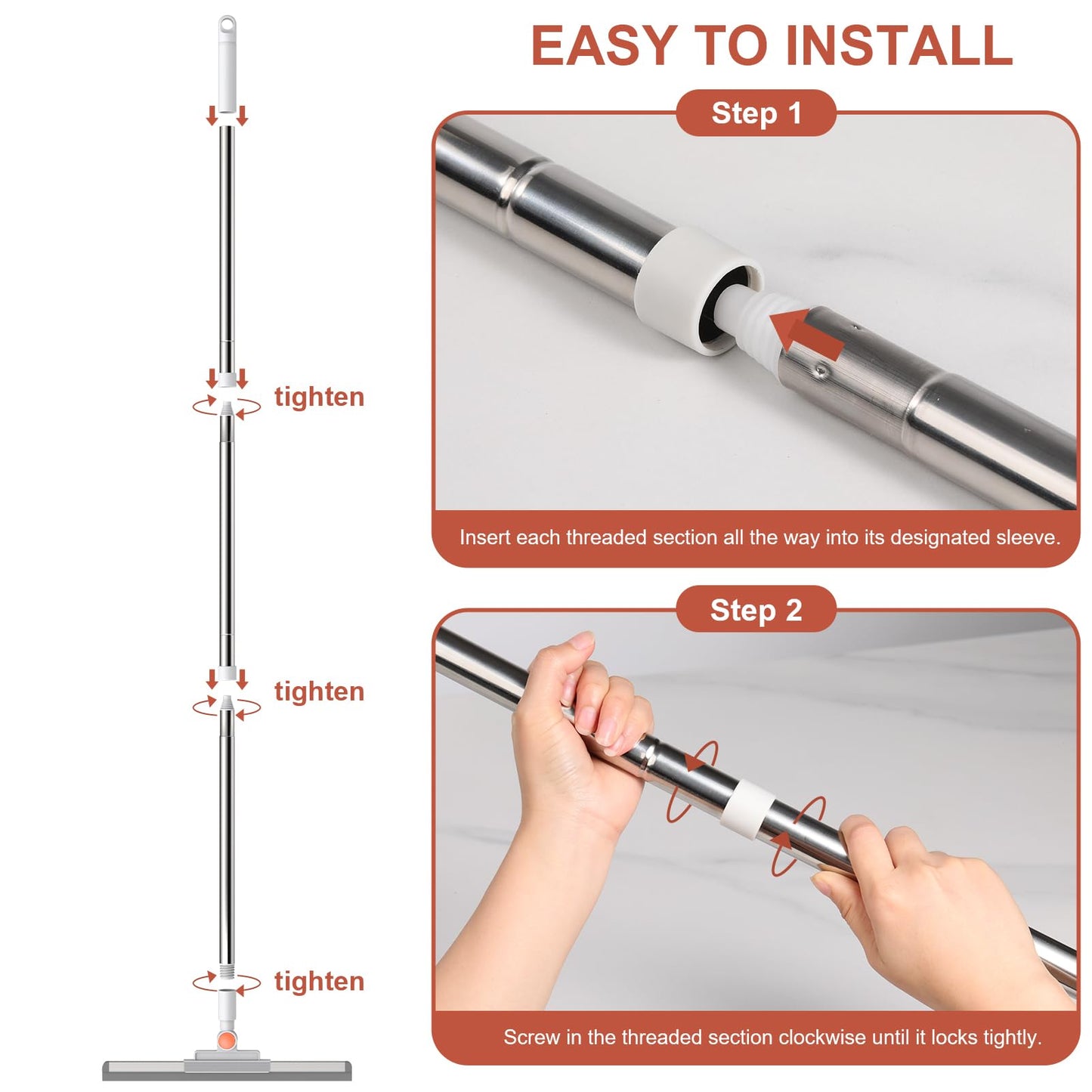 RONSUNG Floor Squeegee with Rotating Blade for Cleaning