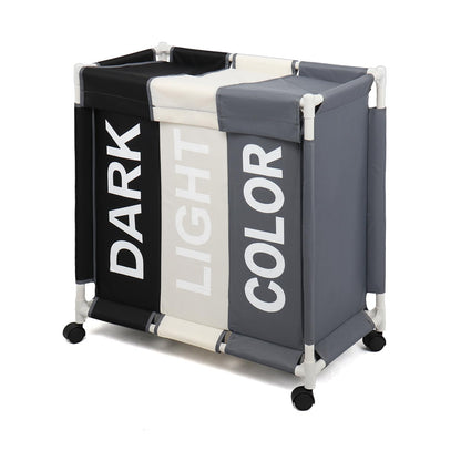 3-Section Laundry Hamper with Rolling Wheels