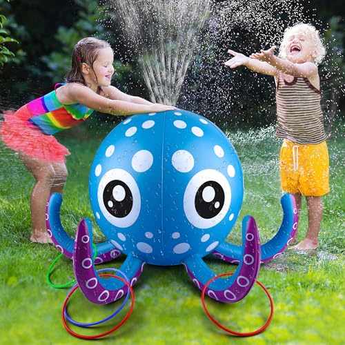 Inflatable Octopus Kids Sprinkler Ring Toss Toy