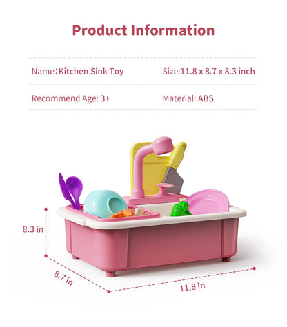 Kids Kitchen Sink Toy with Running Water Set