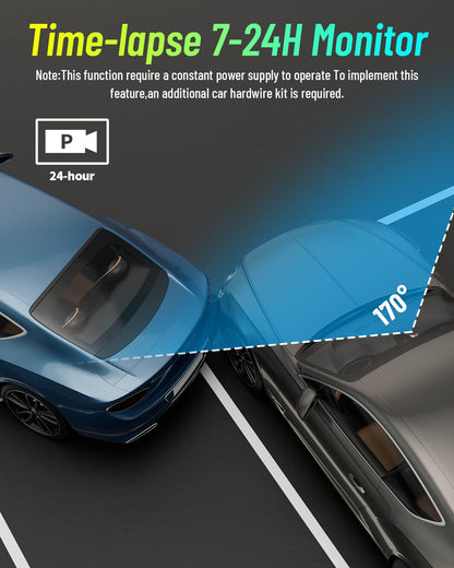 AQV Dash Cam Front 1080P WiFi, Mini Dash Camera for Cars with App Control, 170° Wide Angle, G-Sensor, Loop Recording, Super Night Vision, Safer Super Capacitor for Dashcam Car Camera, MAX 64GB