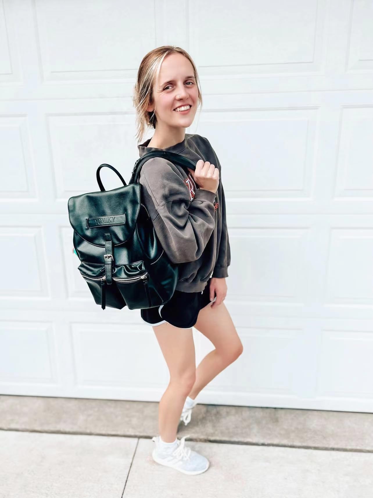 Leather Diaper Bag Backpack with Changing Pad