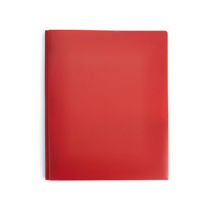 Amazon Basics Heavy Duty Plastic Folders with 2 Pockets for Letter Size Paper, Red and Blue, 2-Pack