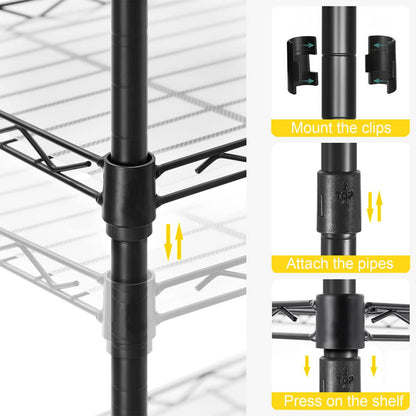 GPRF 5 Tier Shelves Wire Shelving Adjustable Storage and Organization Shelf Units,for Home，Garage，Pantry，kitchen，Office，Bedroom, Closet，Black(23.6" x 13.8" x 59"