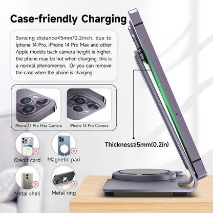 Wireless Charger, Aluminum Alloy 3 in 1 Wireless Charging Station for Apple iPhone/iWatch/Airpods,iPhone15 14,13,12,11 (Pro, ProMax)/XS/XR/XS/X/8(Plus),iWatch8/7/6/SE/5/4/3/2,AirPods 3/2/pro