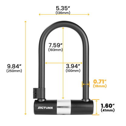 Heavy Duty U Lock by SIGTUNA for Bikes