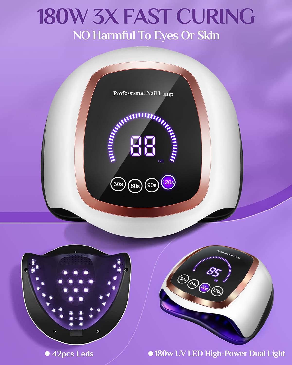 UV LED Nail Lamp 180W with LCD Display