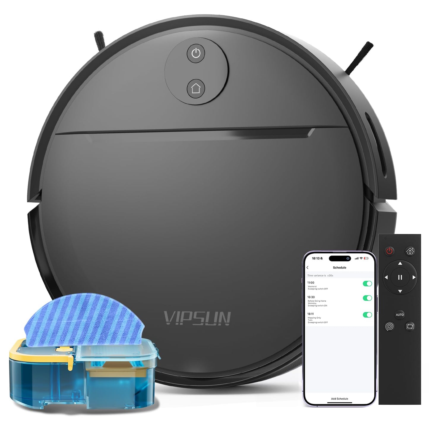 VIPSUN Robot Vacuum and Mop with 4000Pa Suction