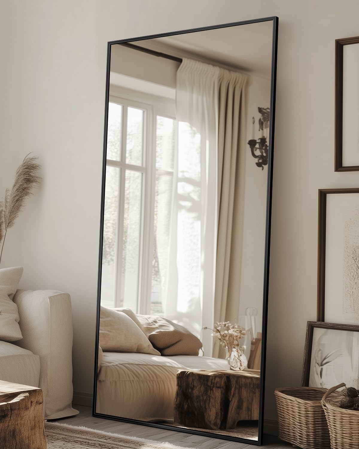Antok Full Length Floor Mirror - 58"x21" Black