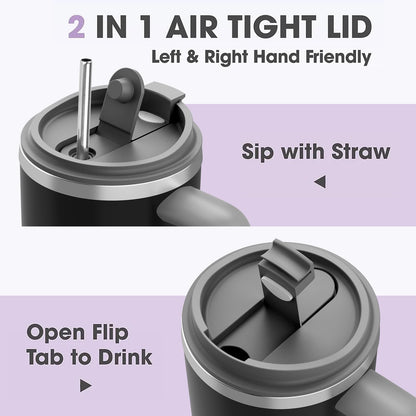 40 oz Insulated Tumbler with Handle and Straw