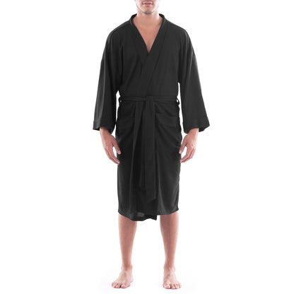 Fruit of the Loom Black Waffle Kimono Robe