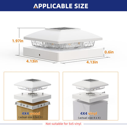 APONUO Warm White Solar Post Cap Lights 6 Pack