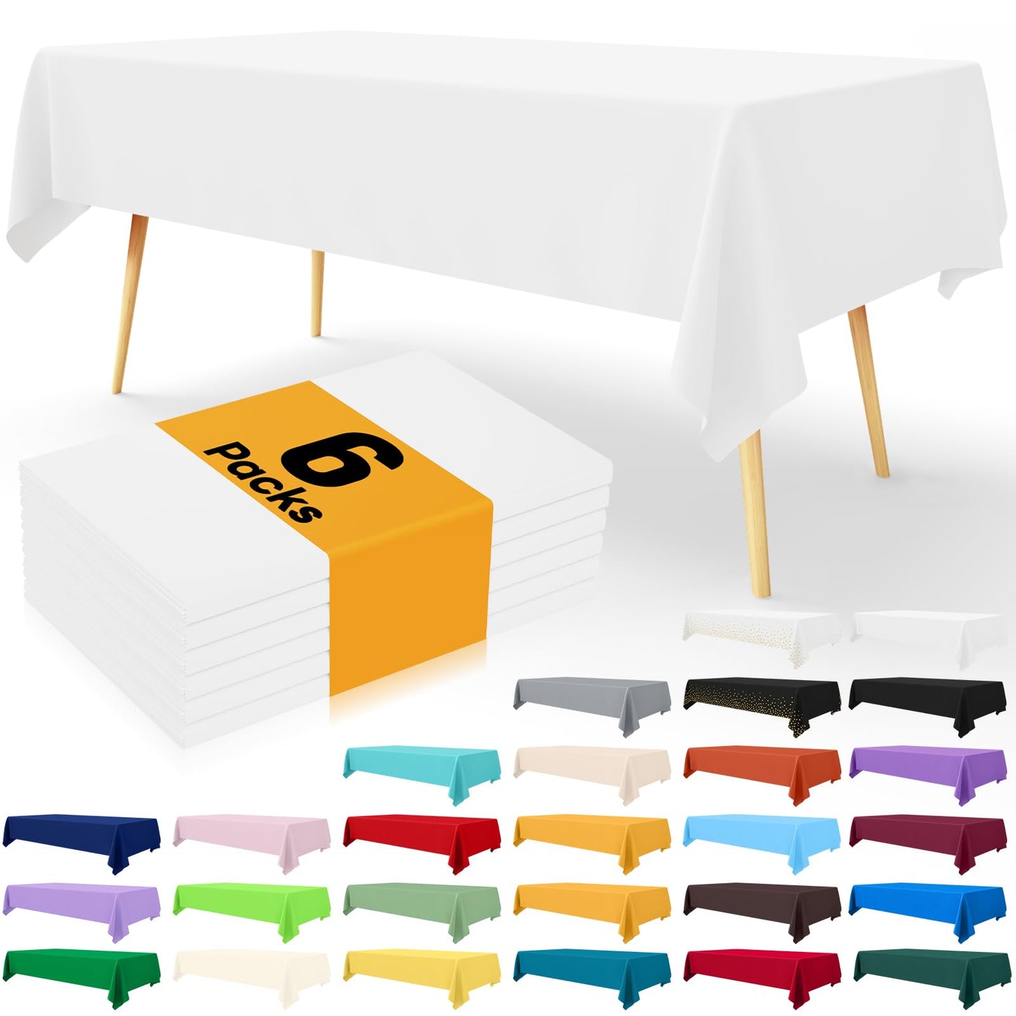 Smiry 6-Pack Waterproof Table Cloths for Parties