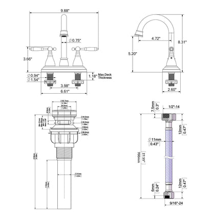 BRAVEBAR Brushed Nickel Bathroom Sink Faucet