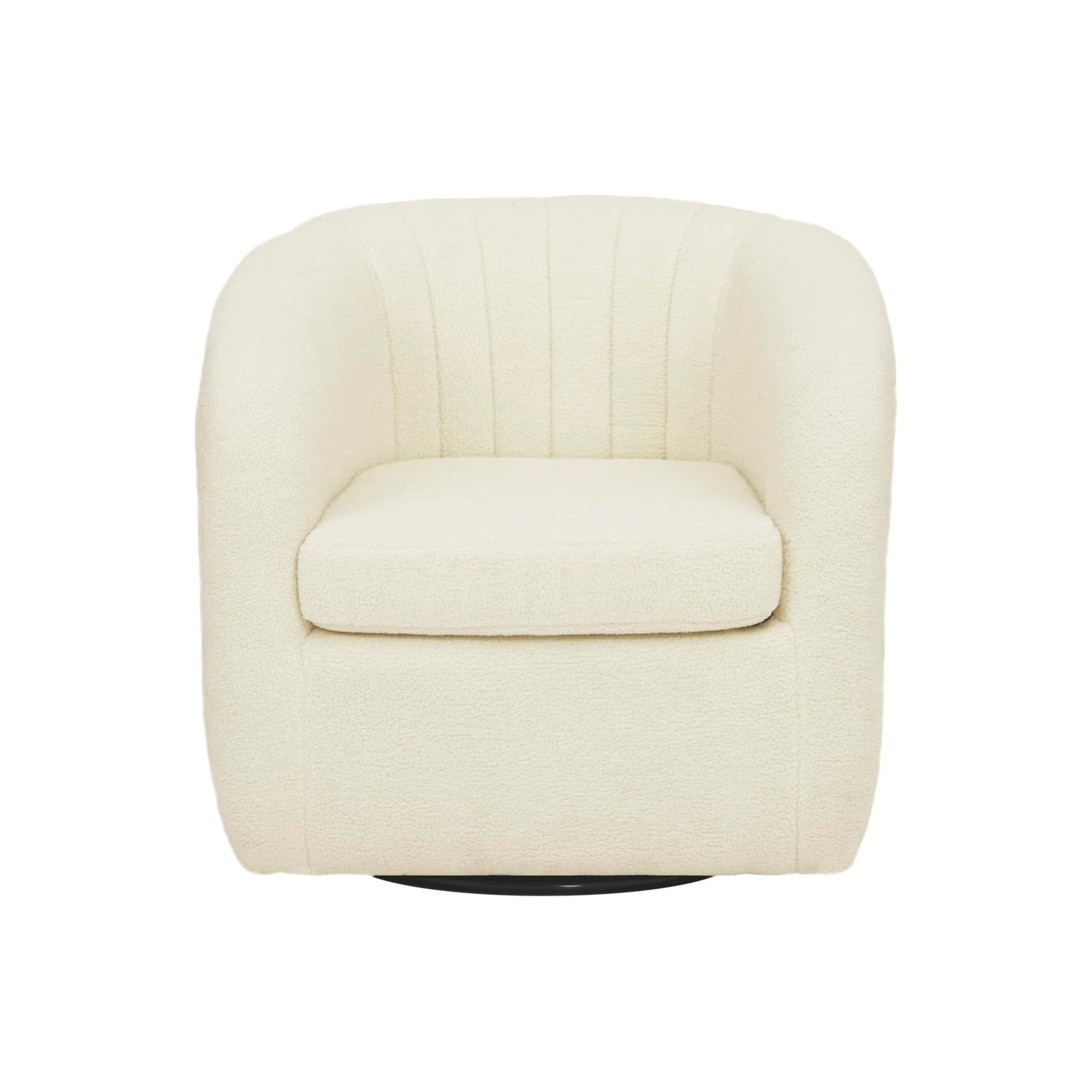 Teamson Home Monroe Faux Shearing 28.75" Swivel Tub Chair, Ivory