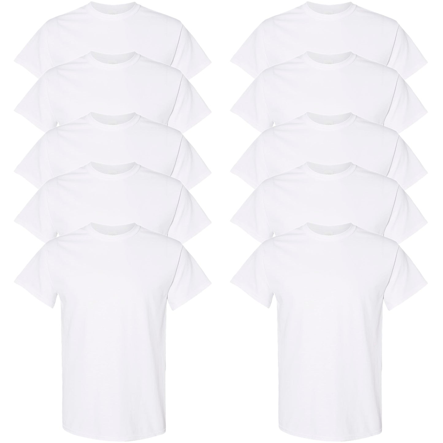 Gildan Men's 10-Pack Heavy Cotton Adult T-Shirt (G5000), White, Medium