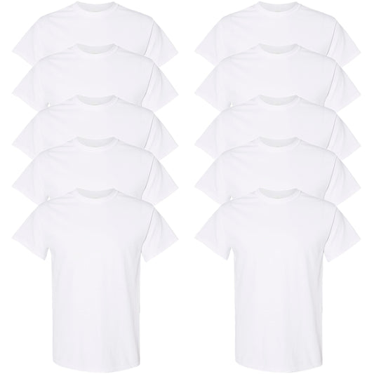 Gildan Men's 10-Pack Heavy Cotton Adult T-Shirt (G5000), White, Medium
