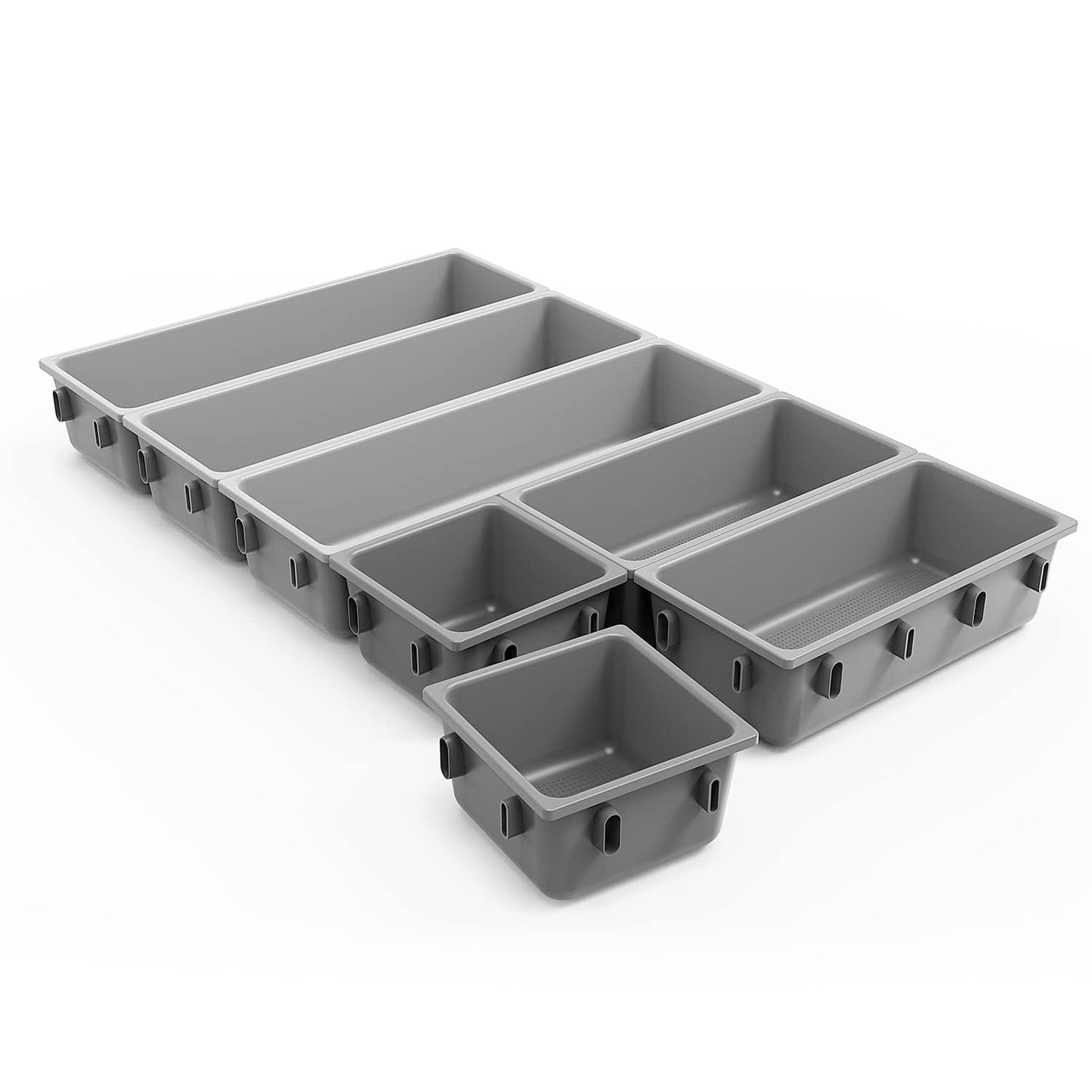 OFFSIR Junk Drawer Organizer, Kitchen Silverware Utensil Drawers Organizers and Storage, Cutlery Trays Small Plastic Holder Bins Set, Kitchen Accessories for Desk Office Bathroom Restroom