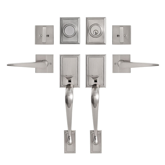 Double Door Handleset Satin Nickel Front Door Lock
