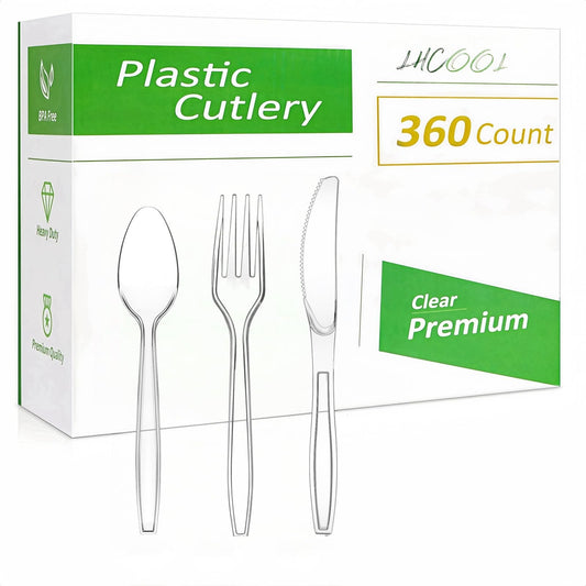 360 Count Heavy Duty Disposable Plastic Utensils Set