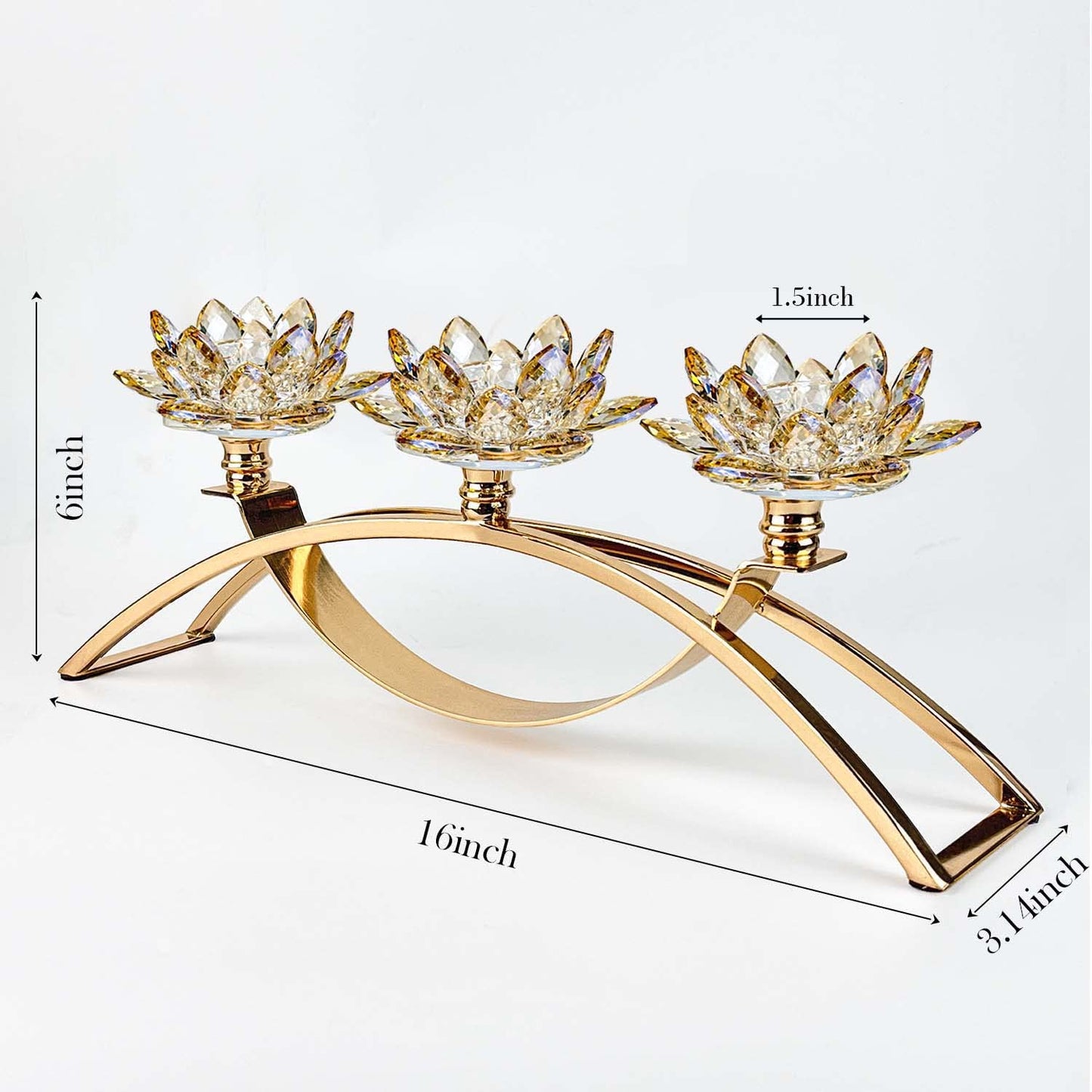 Flower Crystal 3-Arm Candelabra Candle Holder