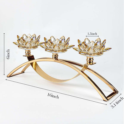 Flower Crystal 3-Arm Candelabra Candle Holder