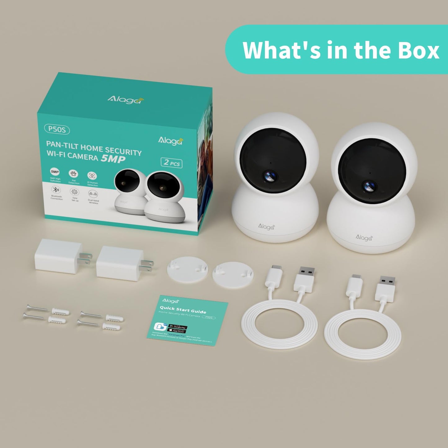 2 Pack Indoor Security Camera with AI Night Vision