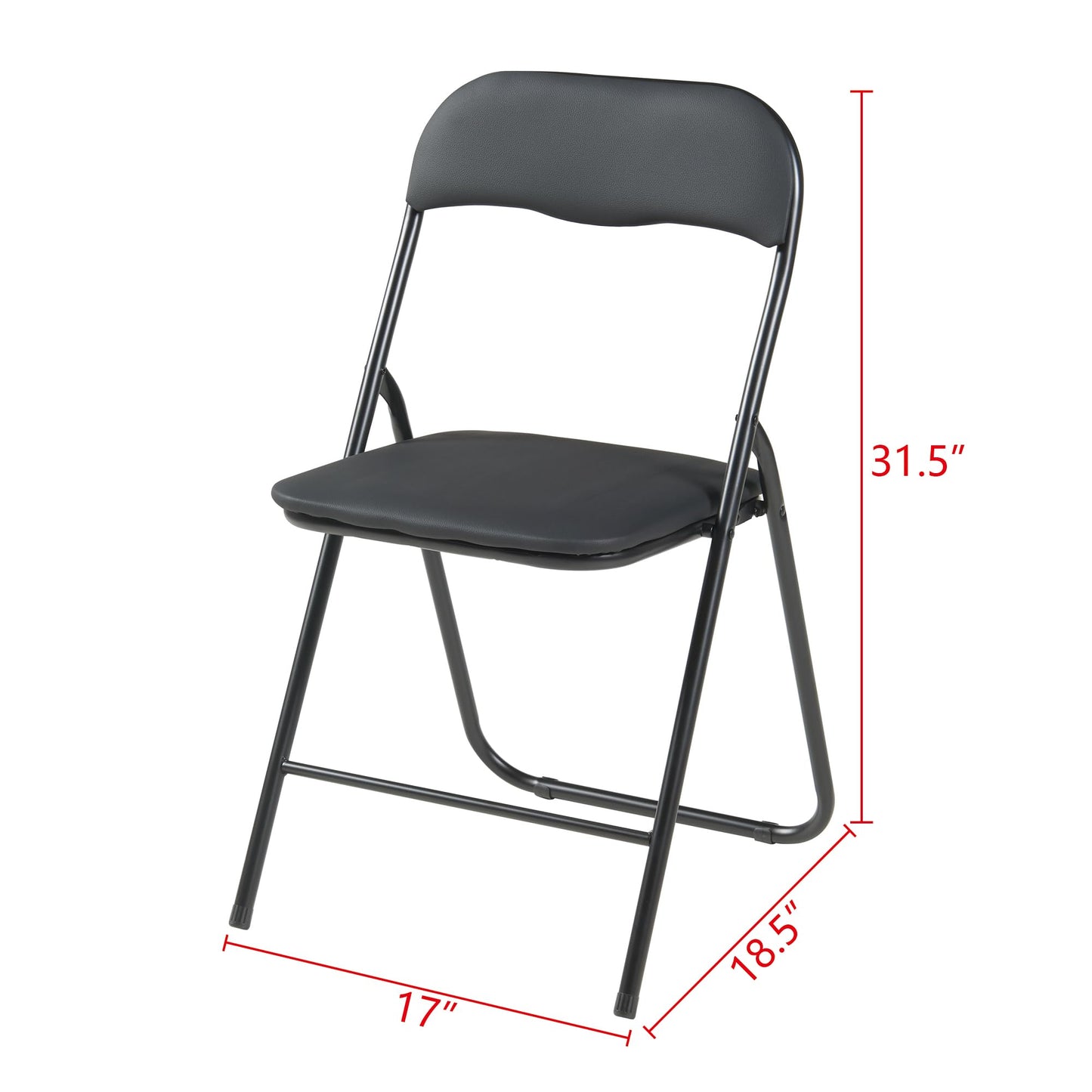 Panana Folding Chairs with Padded Cushion and Back, Metal Chairs for Home and Office,Indoor and Outdoor Foldable Chairs (Black, 6 Pack)