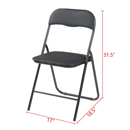 Panana Folding Chairs with Padded Cushion and Back, Metal Chairs for Home and Office,Indoor and Outdoor Foldable Chairs (Black, 6 Pack)