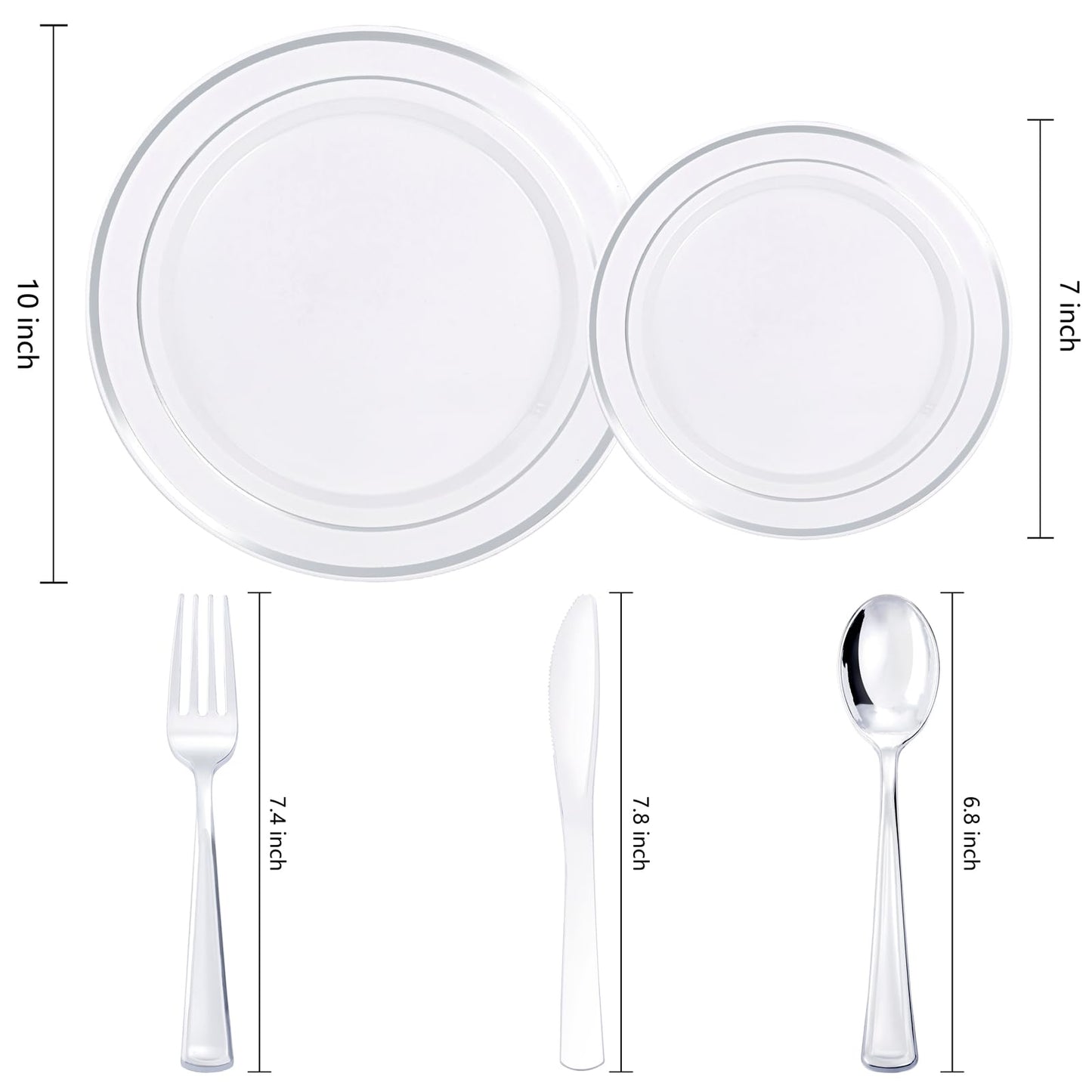 DaYammi 500pcs Silver Plastic Dinnerware Set