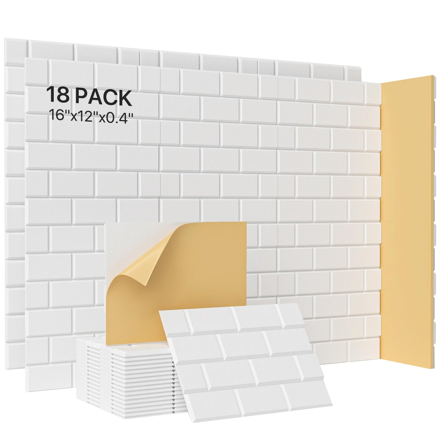 Soundproof Acoustic Foam Panels, 18 Pack, White