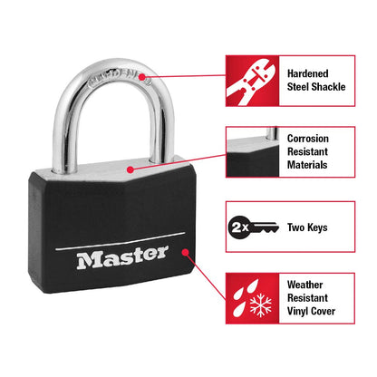 Master Lock Keyed Aluminum Padlock, Black, 1 Pack